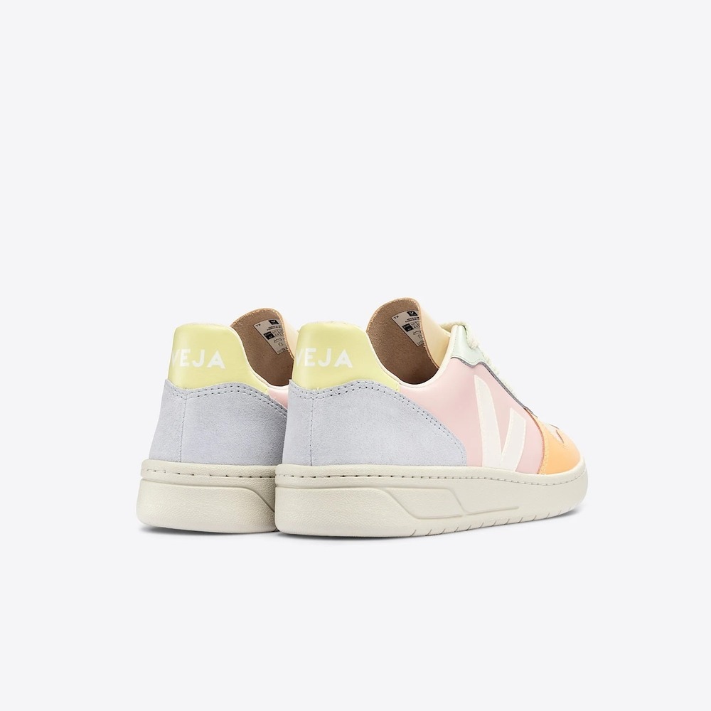 Veja V-10 Leather Womens Size 9 Sneakers White/petale /Multicolor Shoes NEW - Picture 5 of 6